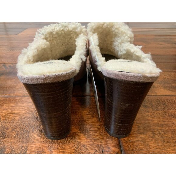 Stuart Weitzman Pink Suede Lambswool Lined Mule Heels Buckled, Size 7.5 - Picture 6 of 8